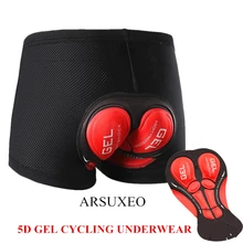 ARSUXEO Cycling Shorts Pro 5D Gel Padded Shockproof Men’s Black Bicycle road Bike Underwear Shorts Bicycle Riding mtb clothing