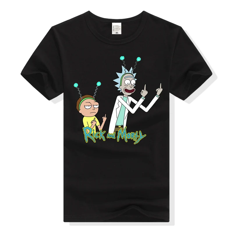 Rick and morty t shirt pocket middle finger