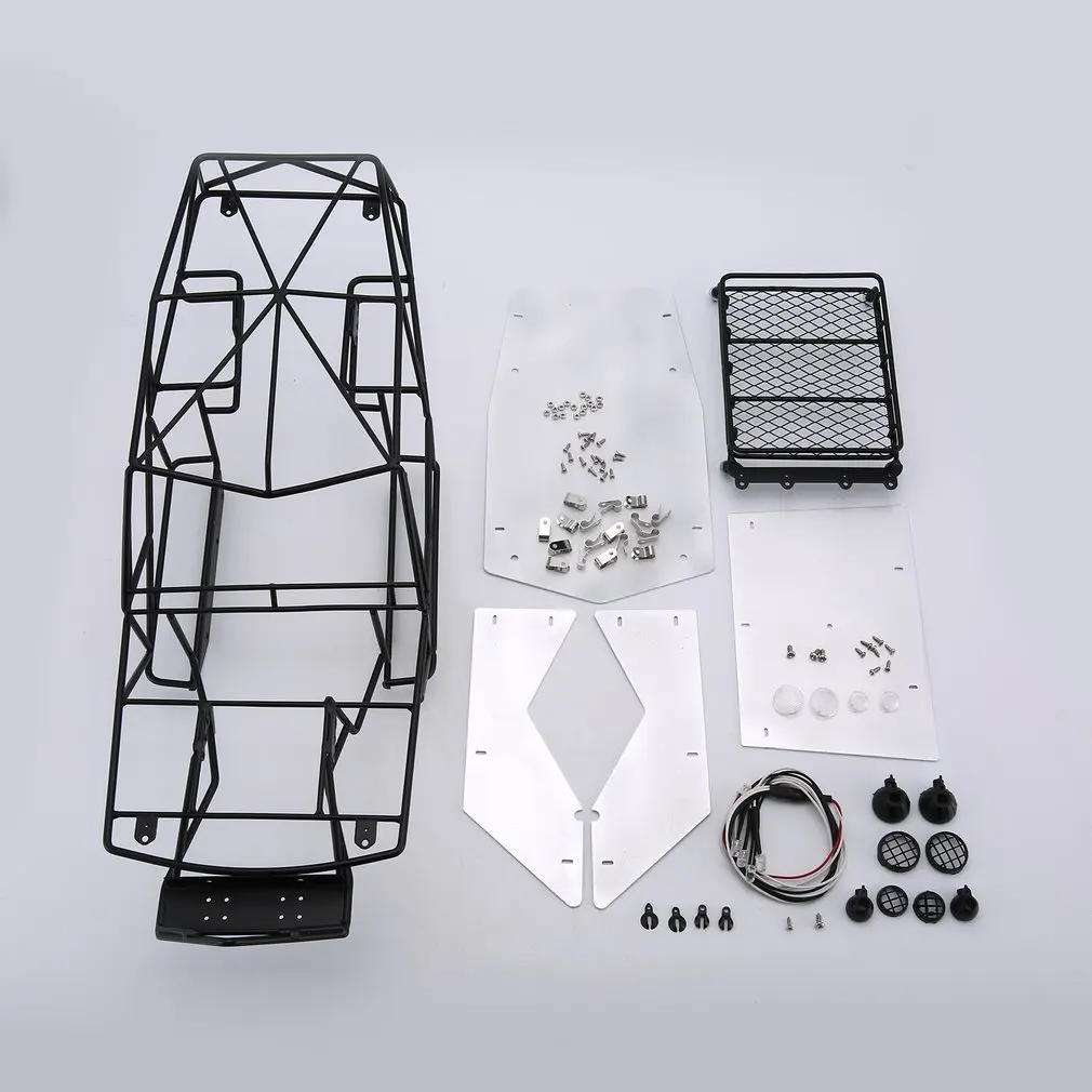 

Black 1/10 Scale RC Metal Frame Roll Cage w/inner Parts Rock Crawler Body Black Chassis Climbing Truck Parts CJG6006 SCX10
