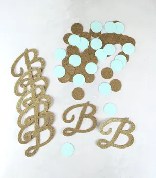 

Blue and Gold Decorations | mint and Gold | Initial Table decor scrapbook Confettis