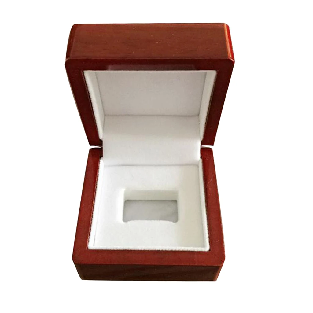 

MagiDeal Championship Ring Collection Box Wine Red Natural Wooden Single Hole Small Size Travel Case Sports Lover Ring Storage