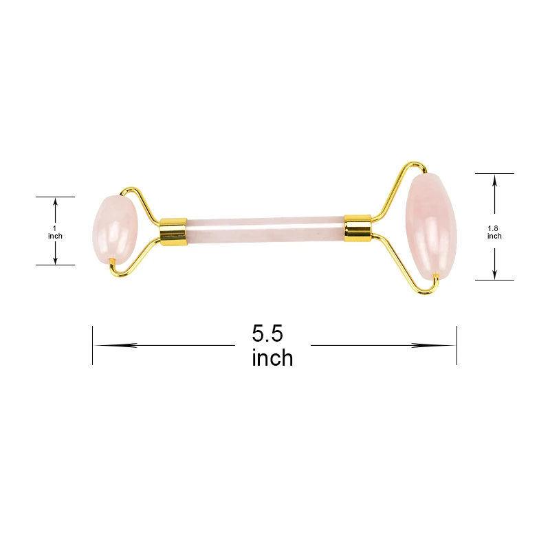 Розовый КВАРЦЕВЫЙ нефритовый ролик Guasha бесшумный двойной массажер для лица Подарочная коробка для крема для лица антицеллюлитный против морщин