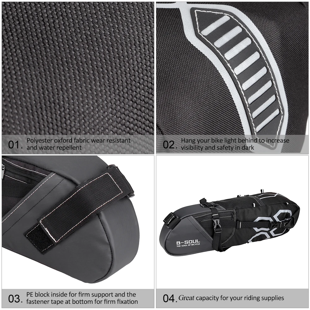 Top B-SOUL 10L Bike Bag Bicycle Saddle Tail Seat Waterproof Storage Bags Cycling Rear Pack Panniers Backpack Accessories 4 Top B-SOUL 10L Bike Bag Bicycle Saddle Tail Seat Waterproof Storage Bags Cycling Rear Pack Panniers Backpack Accessories 4