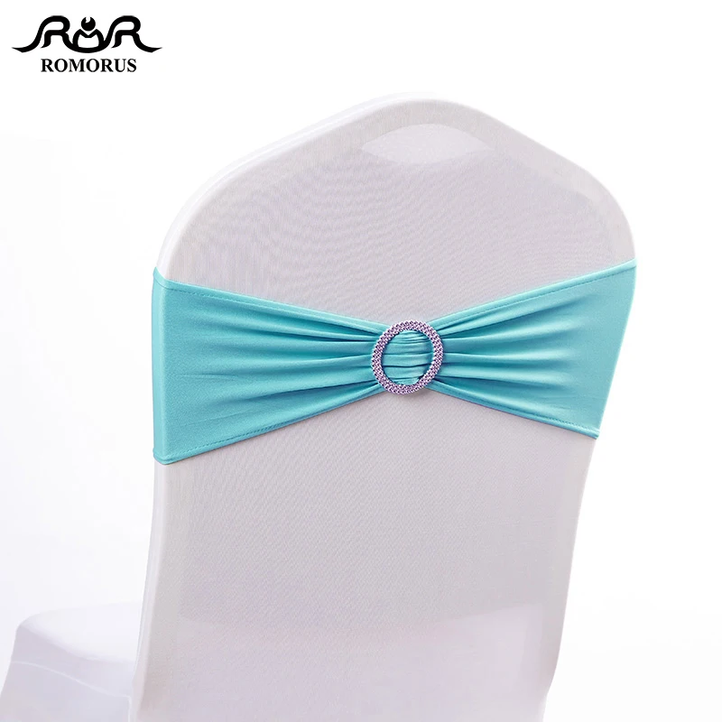 

50pcs/Lot Stretch Wedding Chair Sashes Elastic Spandex Chair Cover Band with Buckle Sashes Bow Party Banquet Wedding Decoration