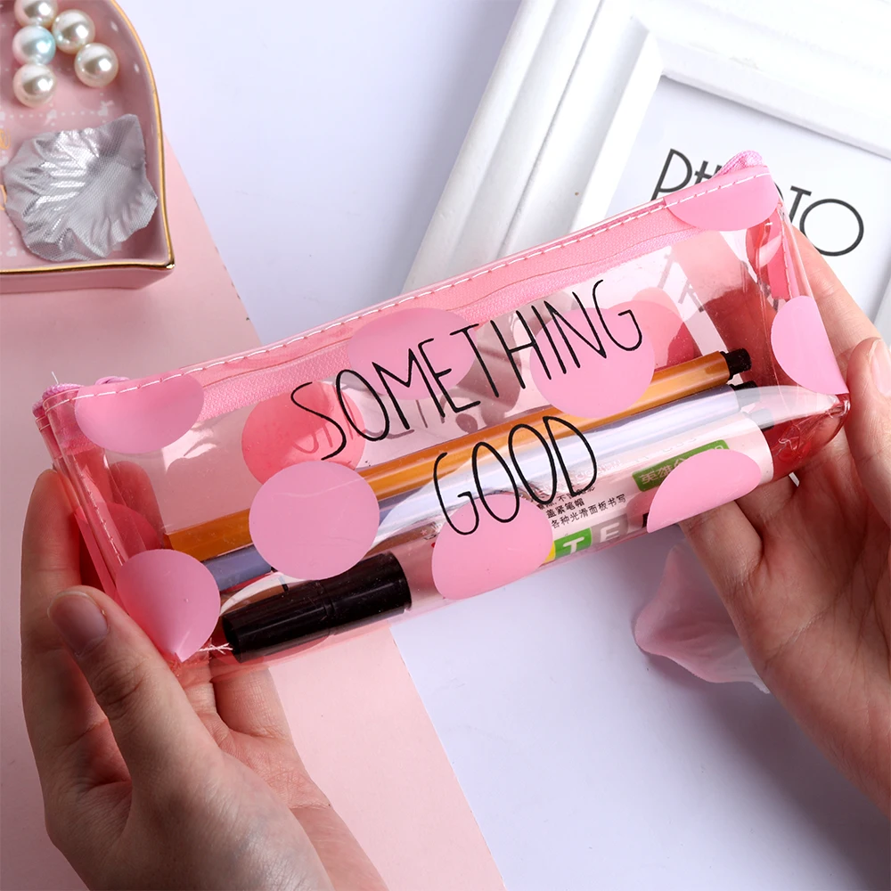

1PC Cute Pink Jelly Transparent Makeup Bag Women Waterproof Cosmetic Storage Bag Organizer Wash Toiletry Beauty Travel Kit Case