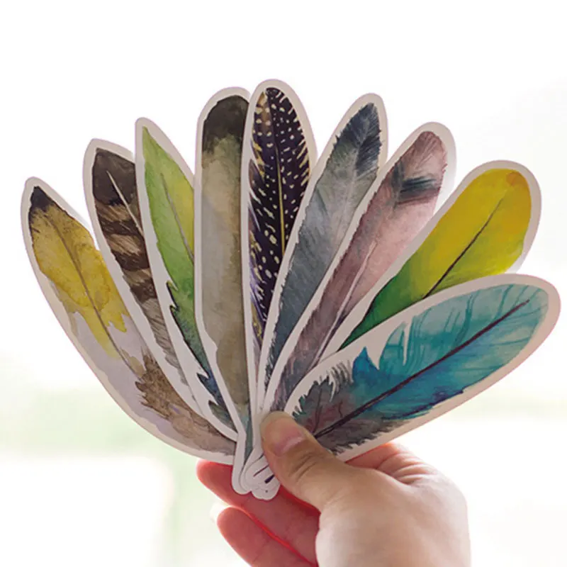30pcs/box Beautiful feathers Gift Bookmarks Marker Stationery Gift Realistic Kawaii Cartoon Bookmarks Office School Supply
