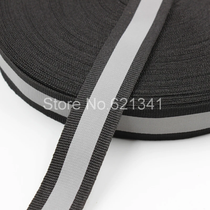 

(10 meters/lot) Black Highlight Reflective Fabric Tape Reflective Webbing Ribbon Sew On Garment/Bag/Shoes 20mm*10mm(W)