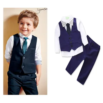

Baby Boys Clothing Sets Long Sleeves Clothes Kids Gentleman Cool Leisure Clothes Suits Boys Baby Rompers 6sets/lot