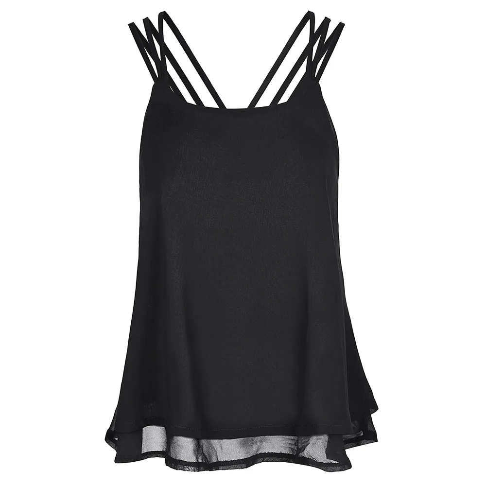 

Women Plus Size Sexy Sling Vest Shirt Slim Tank Casual Chiffon Blouse Tops Ladies Streetwear Crop Top camiseta tirantes mujer