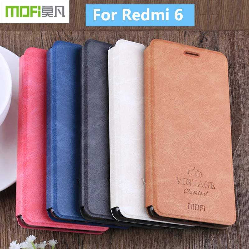 Оригинальный кожаный флип чехол MOFi с отделением для карт Redmi 6 из ПУ кожи Xiaomi