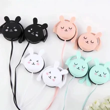 Изящная одежда с принтом кролика из мультфильма, стерео наушники проводные наушники с микрофоном 3,5 мм, наушное крепление, Спортивная гарнитура для девочек детский, для мобильного телефона, подарок Mp3