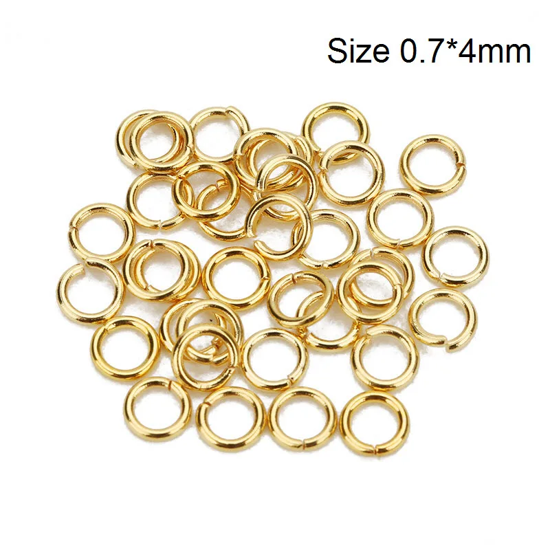 SAUVOO 100Pcs/lot Stainless Steel Open Jump Ring 4/5/6/8mm Dia Round Gold Color Split Rings For Diy Jewelry Making Findings