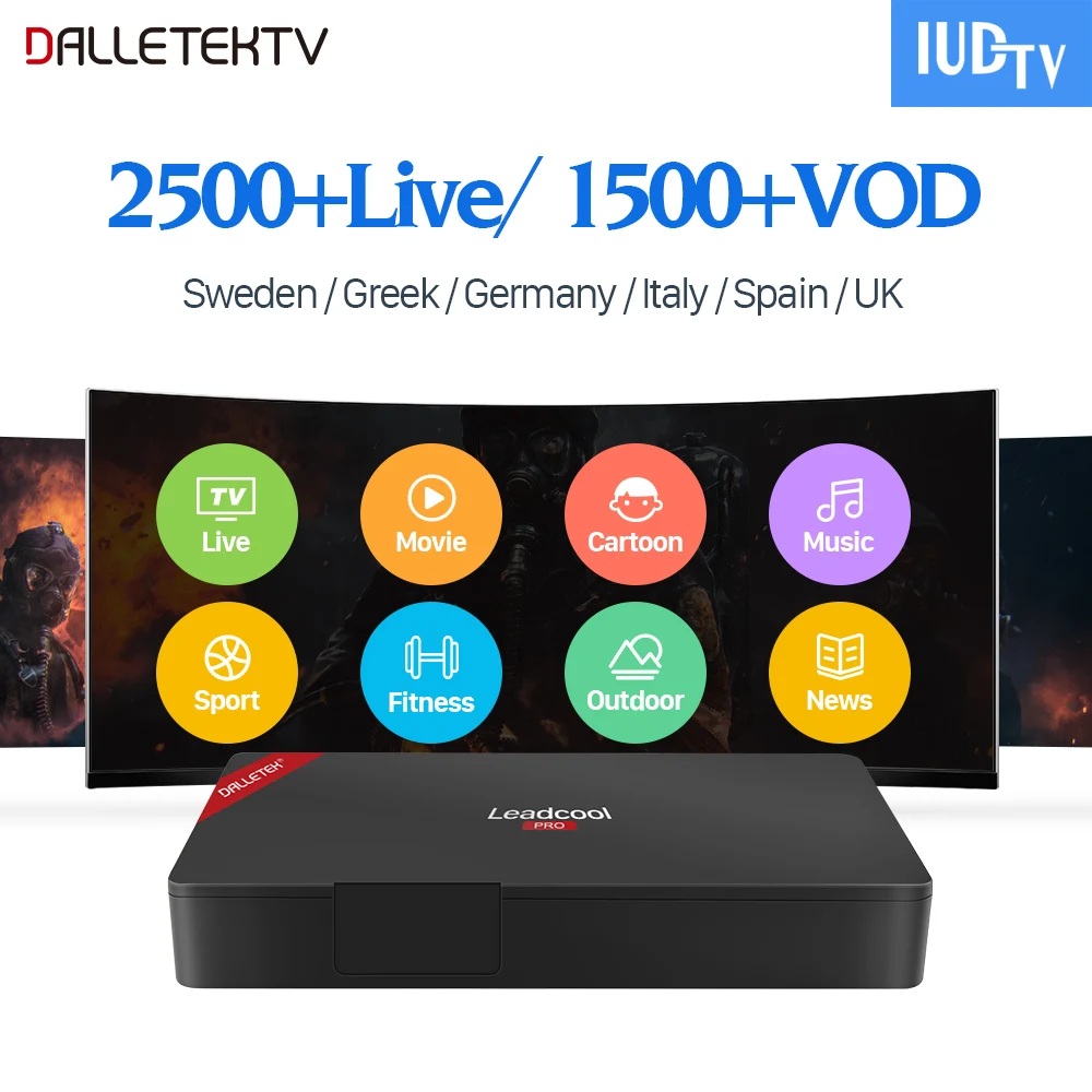 

Leadcool Pro IPTV Europe Box 1 year IUDTV IPTV Subscription Code Germany Greece UK Spain Sweden Portugal Turkey IPTV
