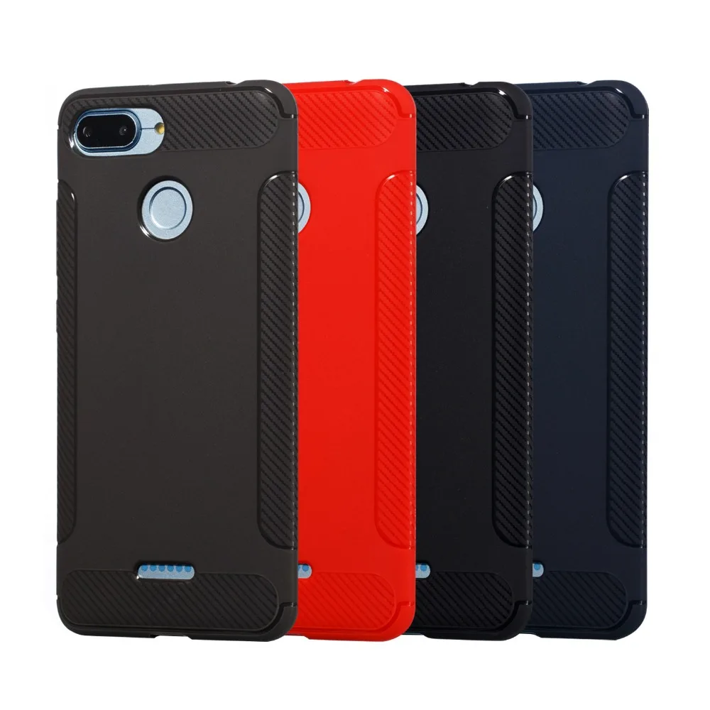 cheap For Xiaomi Redmi 6 Case Silicone Carbon Fiber Heavy ShockProof Full Protector Fitted Soft TPU Case For Xiaomi Redmi 6 Cover