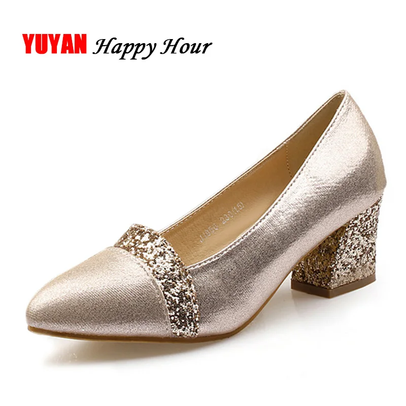 

Fashion Brand Shoes Women Pointed toe High Heels Luxury Bling Shoes Women's Pumps Office Ladies Brand Thick Heels 6cm ZH2201
