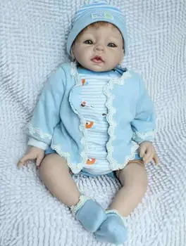 

Alive Bebe Reborn Silicone Vinyl Baby Toy Handmade 22'' Xmas Cloth Body Kid Gift Toys For Girls Toddler Boy Toys