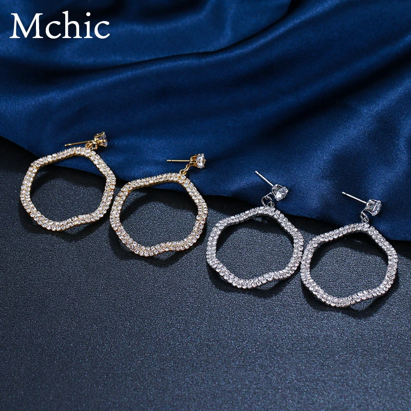 

Mchic Fashion Trendy Zirconia Rhinestone Twisted Round Hollow Geometric Drop Dangle Earrings boucle d'oreille For Women Jewelry
