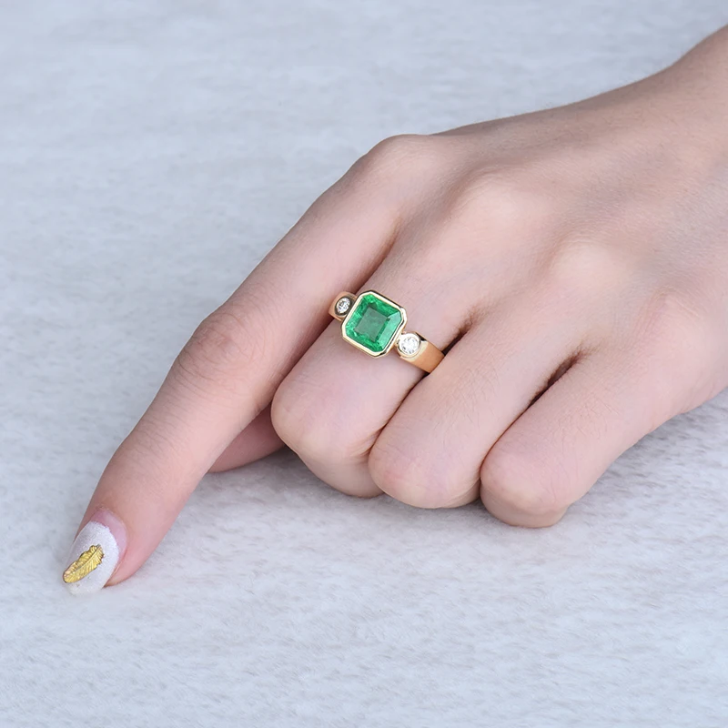 Женское кольцо с изумрудами loverювелирное изделие подарок для матери 14Kt/AU585 желтое