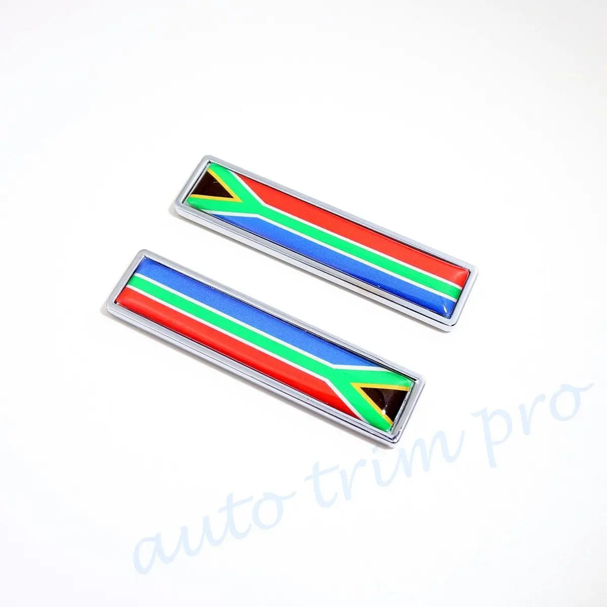 Piezas exteriores del Motor del coche cromado 2 piezas 3D pegatina calcomanía Sudáfrica bandera de la nación emblema insignia símbolo Accesorios