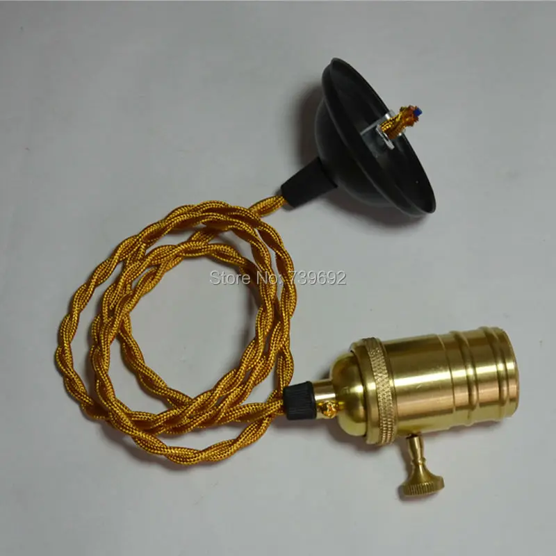 Vintage pendant light kit copper lamp holder knitted copper electrical