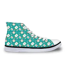 THIKIN/Женская парусиновая обувь; дизайн; узор с изображением сиделки; женская спортивная обувь на плоской подошве; прогулочная обувь с высоким берцем; удобная обувь для девочек