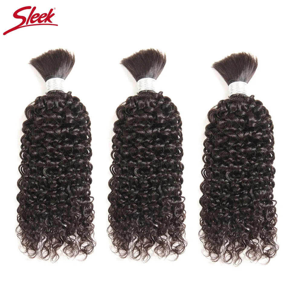 Sleek No Weft Brazilian Human Hair Crochet Braids Bulk Jerry Curl Bulk Human Hair For Braiding Natural Color