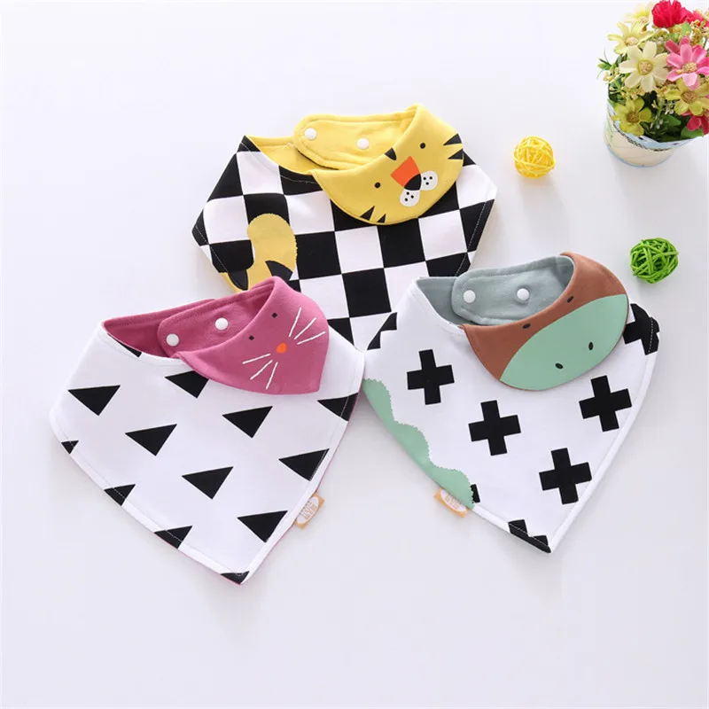Reusable Washable Cotton Baby Bibs Burp Cloth Print Arrow Wave Triangle