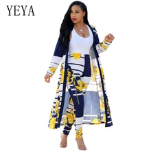YEYA Women Two Piece Outfits Print Jumpsuits Rompers Long Sleeve Elegant Bodycon Jumpsuit Casual Work Wear Female Party Overalls