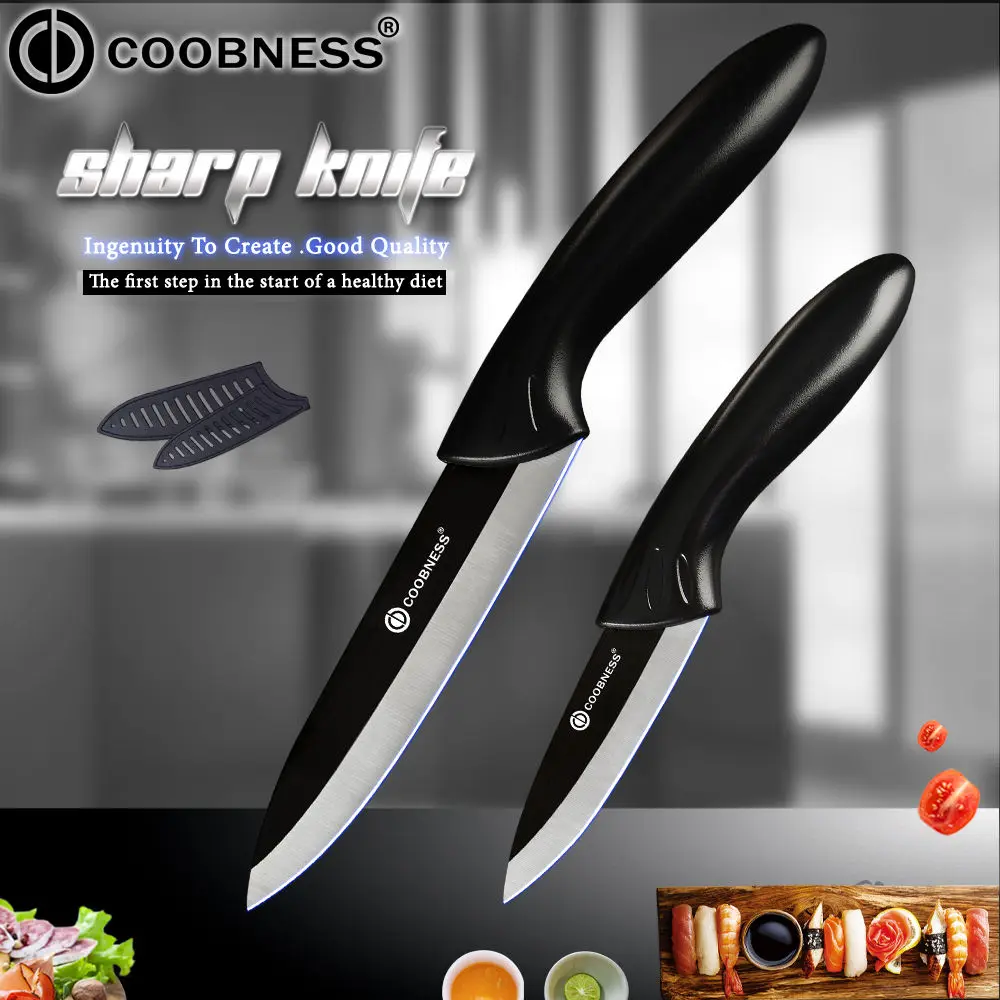 

COOBNESS Kitchen Ceramic Knife Black High Quality Zirconia Black Blade Cooking Knife Chef Slicing Utility Paring Kitchen Knife
