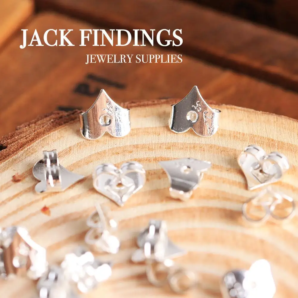 80pcs High Quality Silver Plated Copper Heart Earring Back Plug Earring