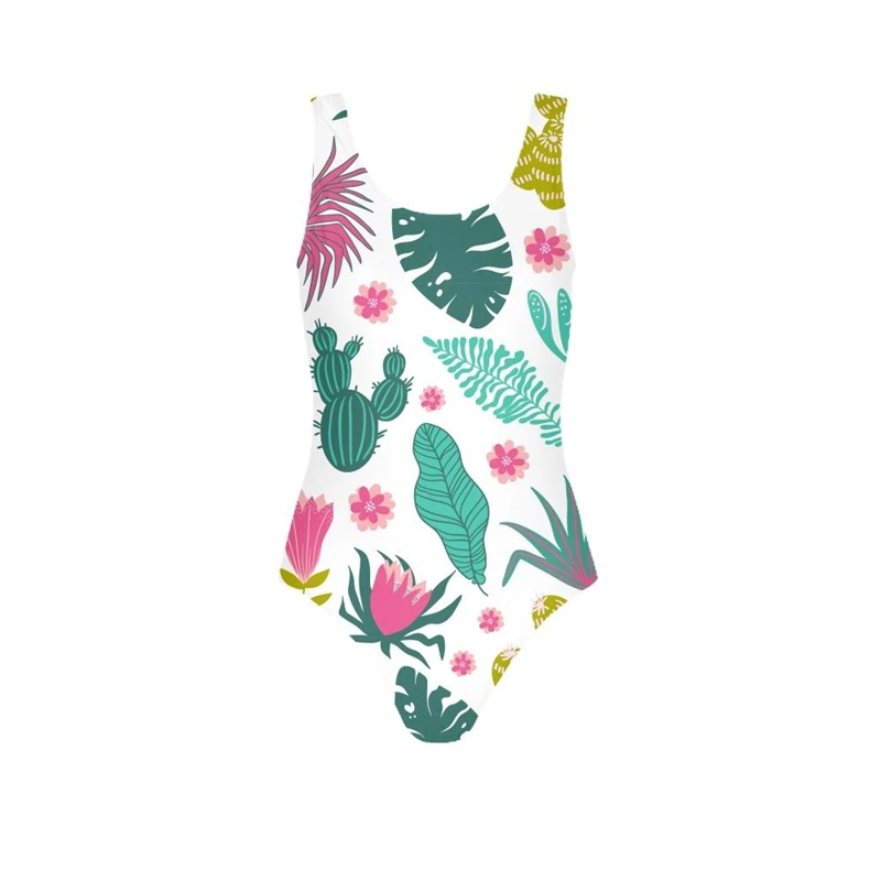

2019 New Cactus Print Women Swimsuits One Piece Family Swimwear Girls Female Bathing Suits Padded Monokini Sport Sexy Bodysuit