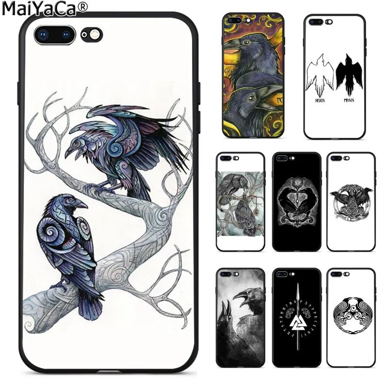 MaiYaCa Викинг один norse Huginn и Muninn птица Забавный чехол для телефона чехол для iphone 11 pro 8 7 66S Plus X 5S SE XS XR XS MAX