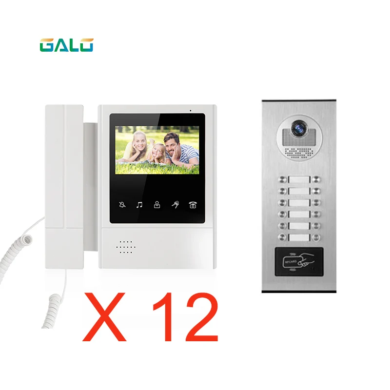 Wired apartments 4.3'' TFT Color Video Intercom Door Phone System RFID Camera Metal with 8/10/12 Monitor for Multi Apartments Wired apartments 4.3'' TFT Color Video Intercom Door Phone System RFID Camera Metal with 8/10/12 Monitor for Multi Apartments