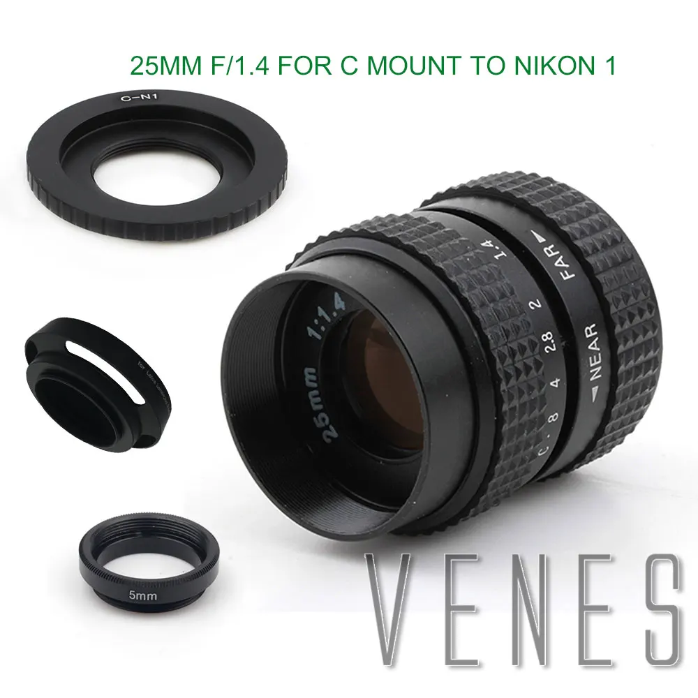 ТВ объектив VENES 25 мм f/1 4 CC для EOS M Micro 4/3/для Pentax Q Nex FX NI1 + бленда объектива макро