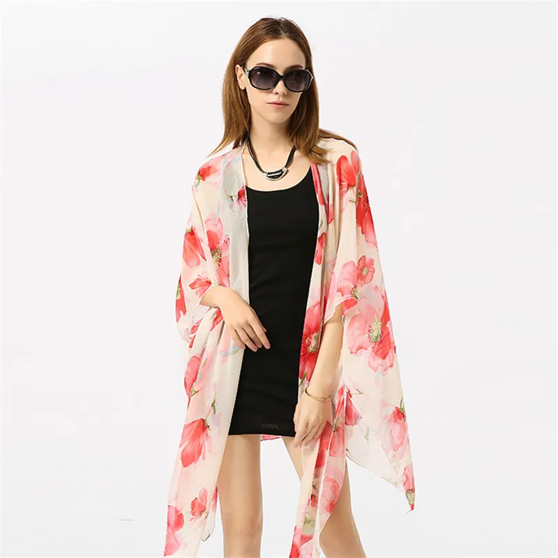 New chiffon poppies beach cardigan bikini swimsuit jacket blouse | Аксессуары для одежды