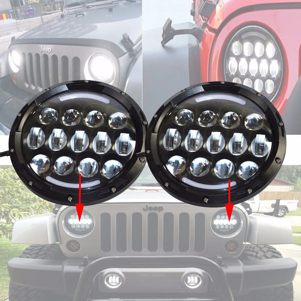 78W 7 inch Round H4 LED Projector Headlight DRL For Jeep Wrangler Harley
