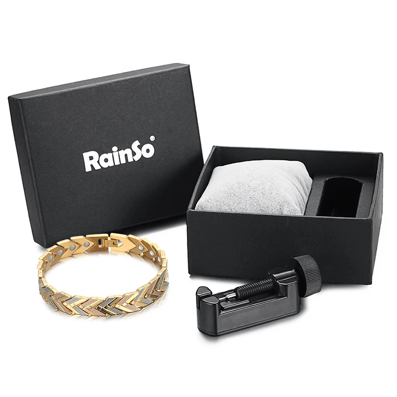 Rainso здоровья магнитный браслет для, женская обувь Лидер продаж Нержавеющая сталь био-энергии браслет золото Модные украшения