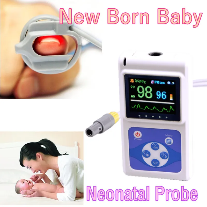 

2016 hot! CMS60D CMS 60D CMS-60D CE infant Neonatal baby Color Handheld Pulse Oximeter Spo2 Monitor +Software USB Interface