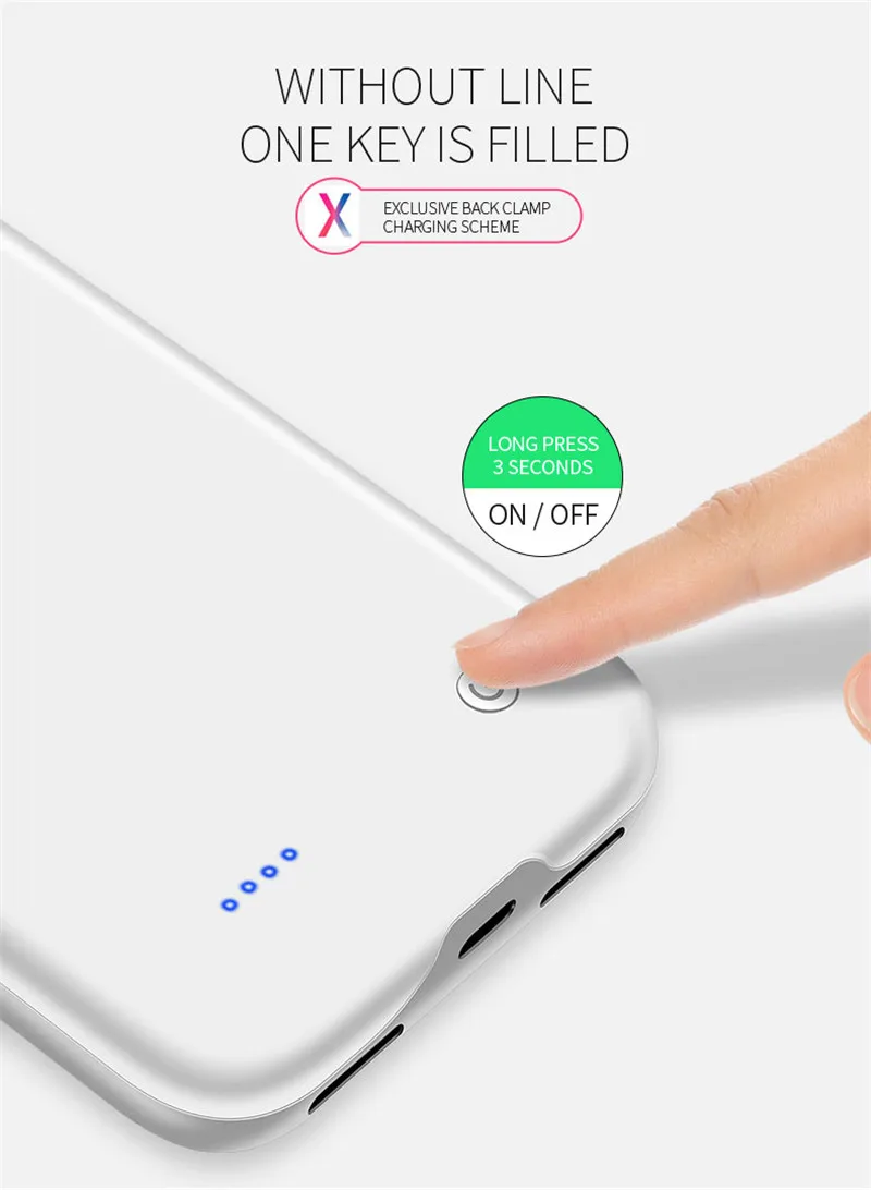 Тонкий силиконовый чехол с зарядным устройством для iPhone 7 8 Plus внешним