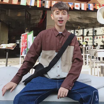 

2018 Spring And Summer New Men's Solid Color Simple Long-sleeved Casual Shirt Temperament Business Personality Fashion