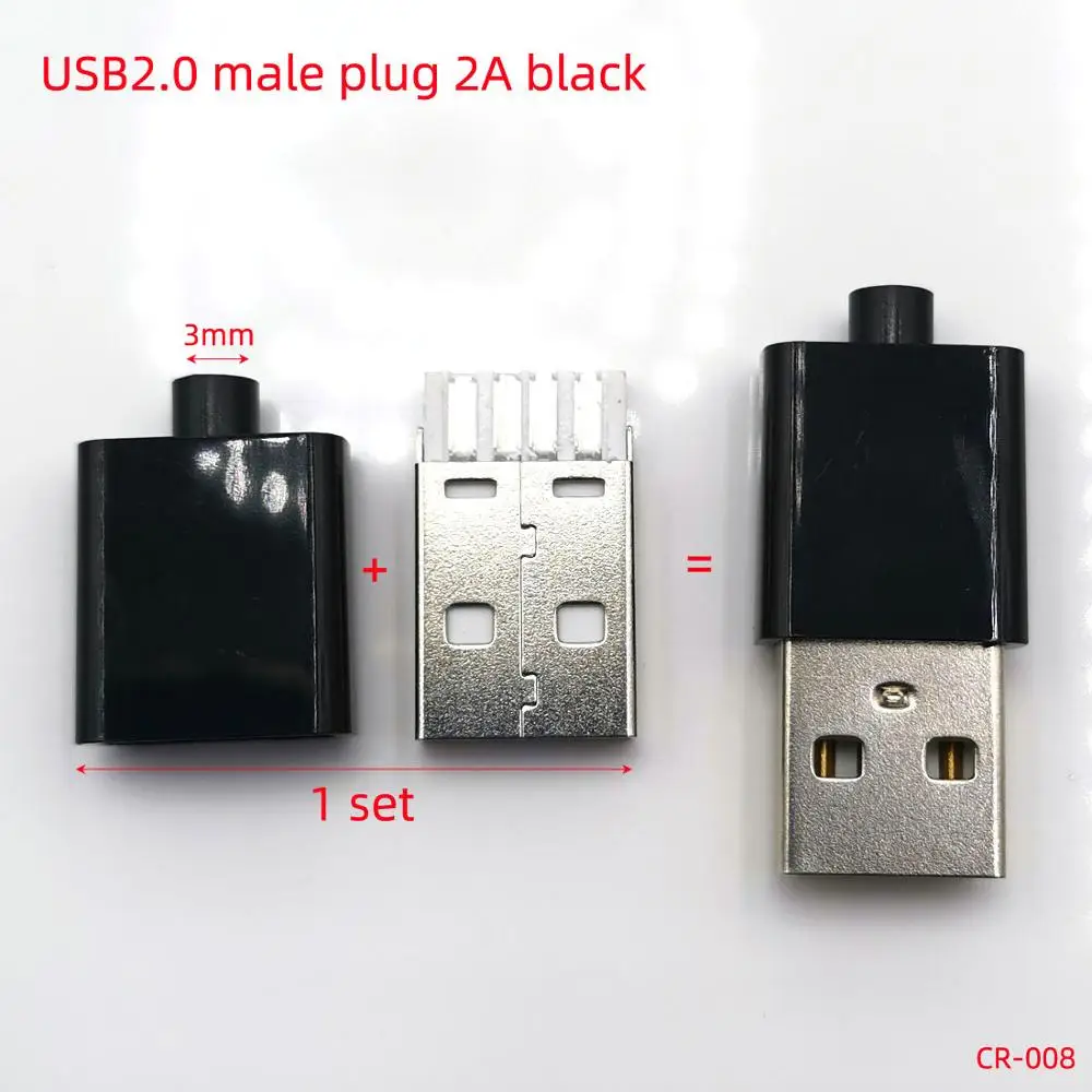 Welded Wire Connector With Case USB 2.0 Jack Type-A USB 3.0 Male Plug 2A/5A Large Current Connection Adapter 5-15set