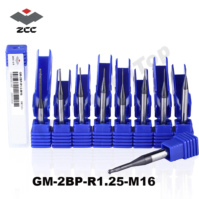 

5PCS/LOT ZCC.CT GM-2BP-R1.25-M16 Free shipping ball nose Spiral Bit Milling cutter Tool CNC solid Carbide End mill Router bits