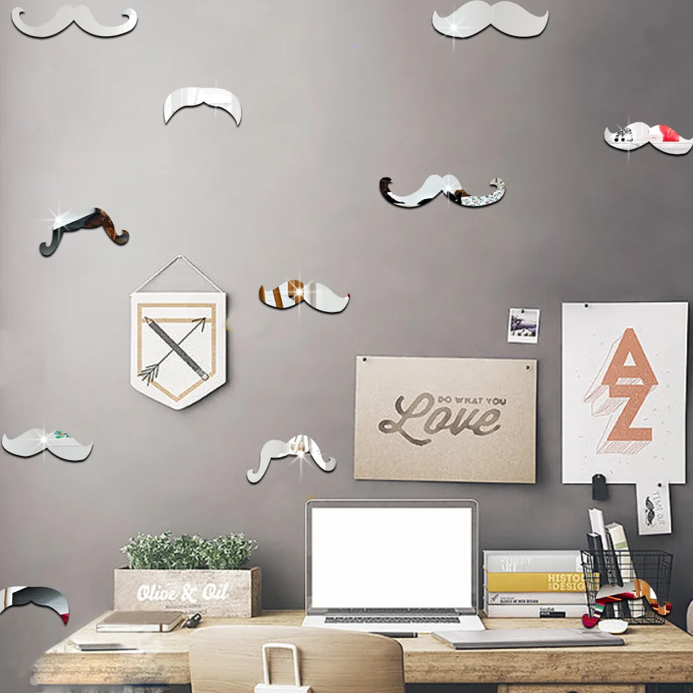 

75pcs Cute cartoon beard pattern mirror stickers living room bedroom children's room kindergarten decoration mirror stickers N5