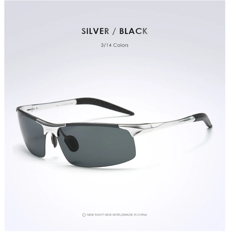 Алюминиевые фотохромные поляризованные солнцезащитные очки, Мужская переходная линза, день, ночное видение, для вождения, солнцезащитные очки для мужчин, защитные очки - Цвет линз: Silver Black