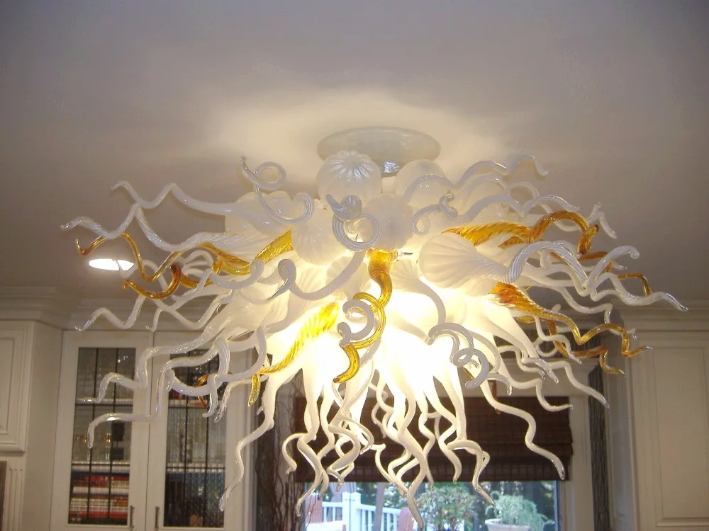 Pure White Murano Glass Flush Mount Ceiling Light Blown ...
