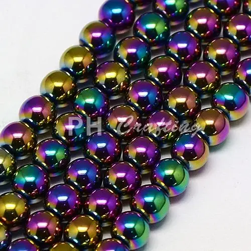 

Electroplate Non-Magnetic Hematite Beads Strands, Round, Grade AAAA, Multi-color Plated, 6mm, Hole: 1.2mm; about 65pcs/strand,