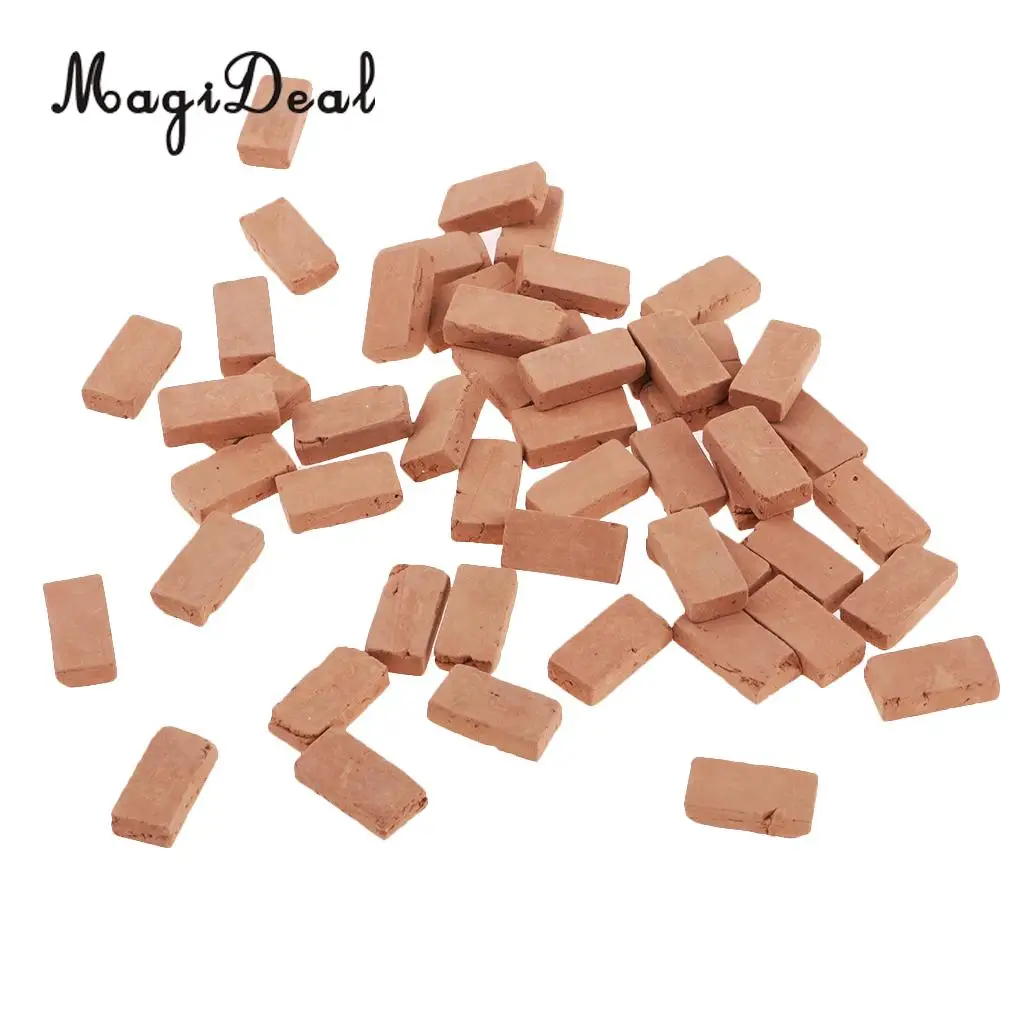 MagiDeal 150Pcs Simulation Red Clay Bricks Model 1/16 Layout for Diorama Landscape Building 17x9mm