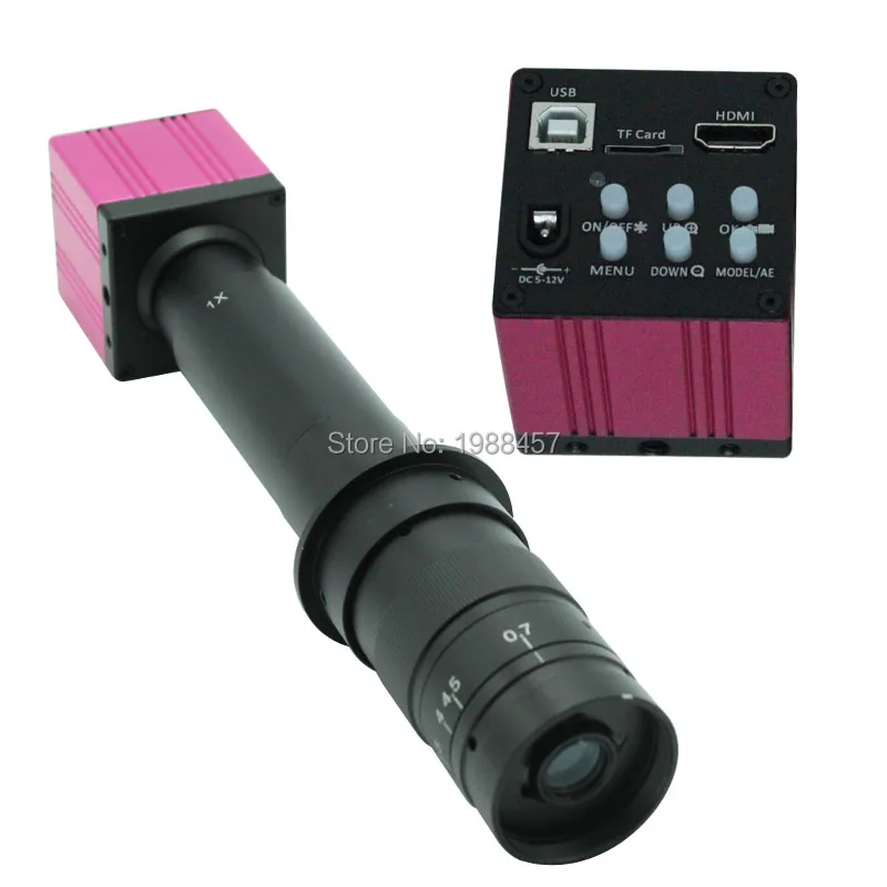 HD 14MP HDMI USB Digital Industry Video Inspection Microscope Camera Set TF Card Video Recorder 10X