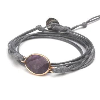 

Natural stone Wax Thread Wrap Bracelet Non-leather Multilayer Rope Long Friendship Bracelet Popular Handmade women boho jewelry