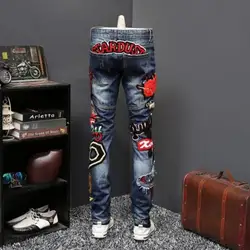 Тяжелое мастерство джинсы с аппликацией новые высококачественные дизайнерские брюки для ночного клуба вечерние мужские джинсовые брюки